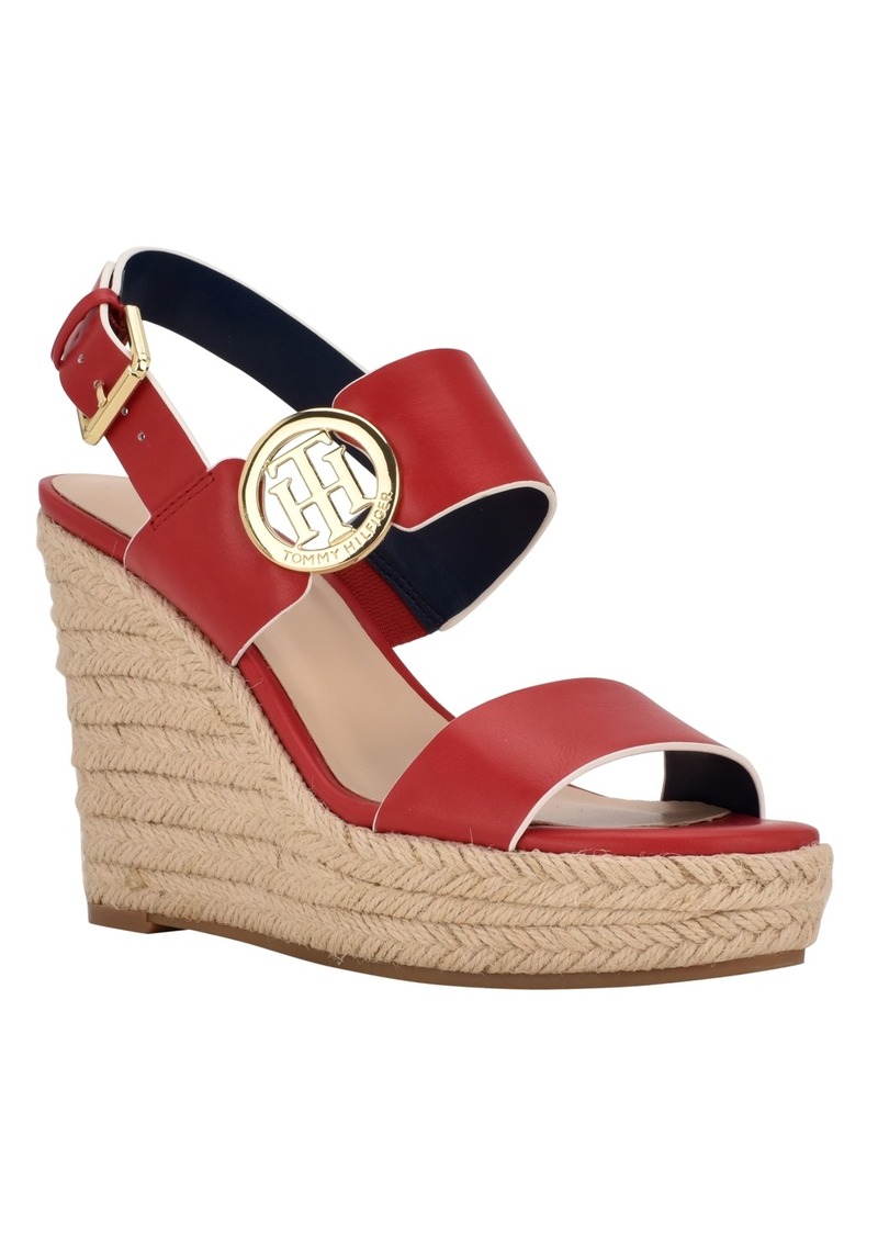 Tommy Hilfiger Women's Kahdy Logo Wedge Sandals - Red