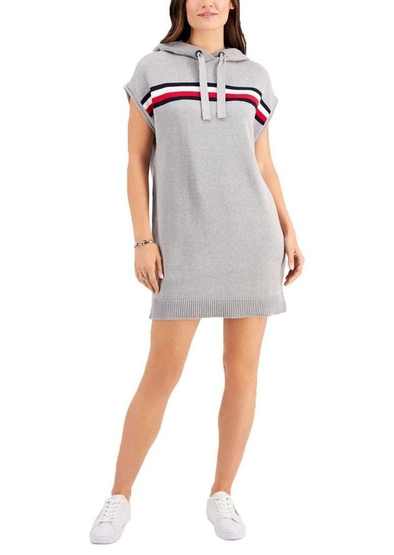 Tommy Hilfiger Short Sleeve Hooded Sweaterdress  Heather Grey MD (US 8-10)