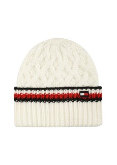 Tommy Hilfiger Women's Lattice Cable with Stripes Cuff Hat