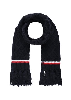 Tommy Hilfiger Women's Lattice Cable with Stripes Scarf - Blue