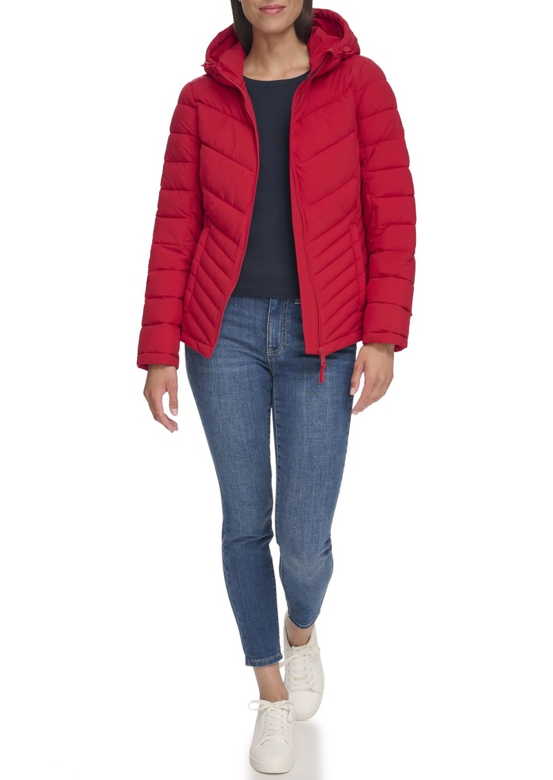 Tommy Hilfiger Womens Lightweight Everyday Transitional Packable Down Alternative Coat Crimson  US