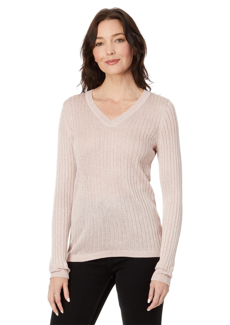 Tommy Hilfiger Lurex Rib V-Neck Sweater  MD (US 8-10)