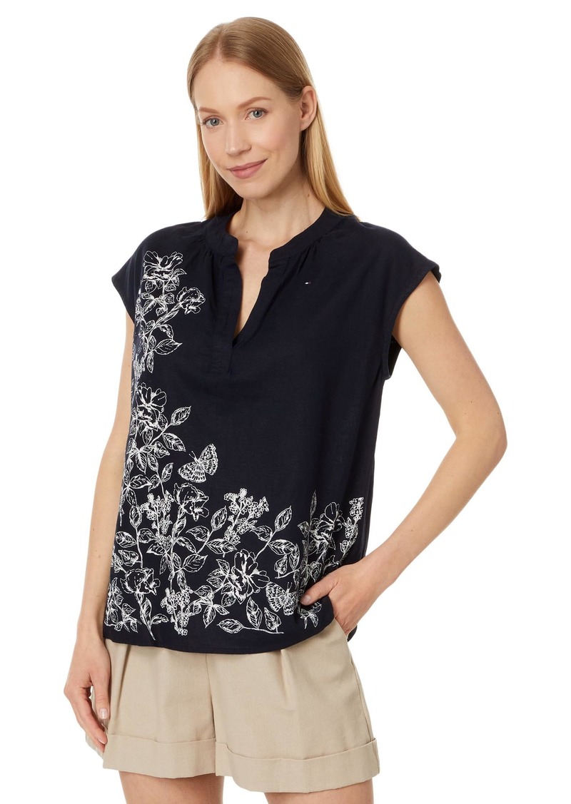 Tommy Hilfiger Womens Short Sleeve Butterfly Popover