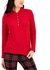 Tommy Hilfiger Women's Logo Long-Sleeve Polo Shirt - Heather Charcoal