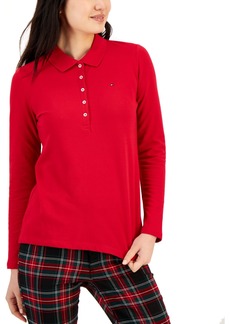Tommy Hilfiger Women's Logo Long-Sleeve Polo Shirt - Chili Pepper