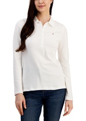 Tommy Hilfiger Women's Logo Long-Sleeve Polo Shirt - Heather Charcoal