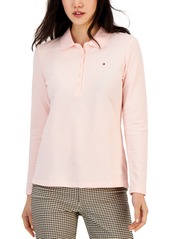 Tommy Hilfiger Women's Logo Long-Sleeve Polo Shirt - Bright White