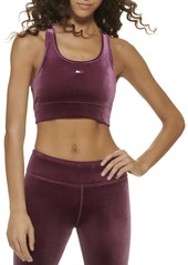 Tommy Hilfiger Women's Long Line Velveteen Fabric Removable Cups Sports Bra