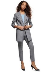 Tommy Hilfiger Womens Long Plaid Jacket Long Sleeve Side Ruched Top Plaid Pants