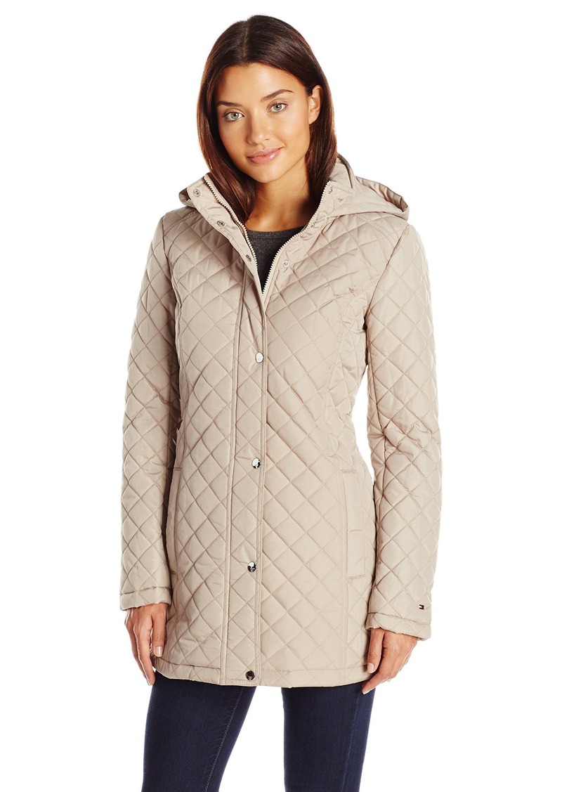 Tommy Hilfiger Tommy Hilfiger Women's Long Quilted Jacket with Hood XS ...