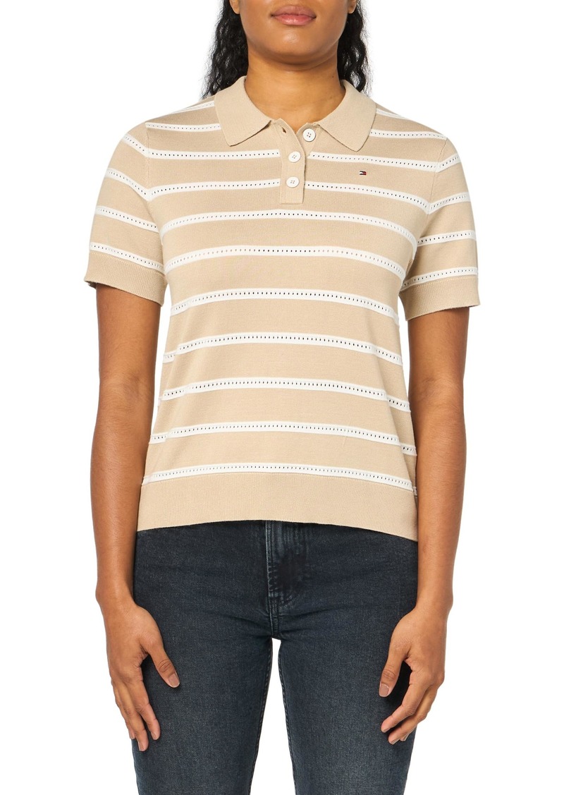 Tommy Hilfiger Short Sleeve Textured Stripe Polo Sweater  XS (US 0-2)