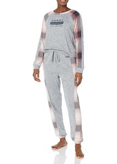 Tommy Hilfiger Women's Hacci Long Sleeve Top and Jogger Bottom Pant Pajama Set