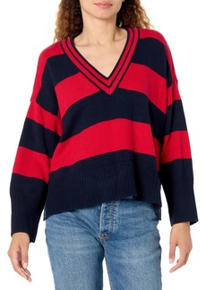 Tommy Hilfiger Women's Long Sleeve V-Neck Striped Sweater