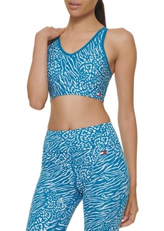 Tommy Hilfiger Women's Low Impact Animal Mix Print Removable Cups Sports Bra