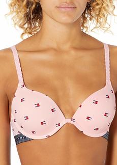 Tommy Hilfiger Women's Micro Push Up Bra with Lace Straps Flag/Almond Blossom