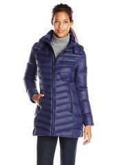 mid length down coat with hood