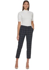 Tommy Hilfiger Women's Mid-Rise Plaid Ankle Pants - Midnight/ Grey Multi
