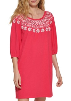 Tommy Hilfiger Women's Off The Shoulder Embroidered Casual Dress