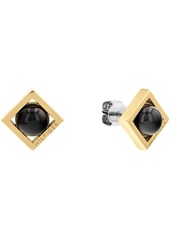 Tommy Hilfiger Women's Onyx Circle Gold-Tone Stainless Steel Earring - Gold