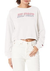 Tommy Hilfiger Women's Open Draped Two Tone Crew Neck Sweatshirt