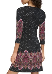 Tommy Hilfiger Women's Paisley 3/4-Sleeve Shift Dress - Black Multi