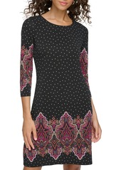 Tommy Hilfiger Women's Paisley 3/4-Sleeve Shift Dress - Black Multi