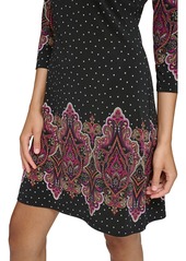 Tommy Hilfiger Women's Paisley 3/4-Sleeve Shift Dress - Black Multi