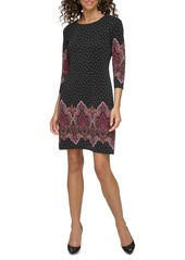 Tommy Hilfiger Women's Paisley 3/4-Sleeve Shift Dress - Black Multi