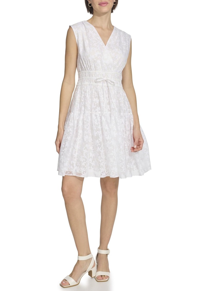 Tommy Hilfiger Womens Petal Burnout Fit and Flare Dress