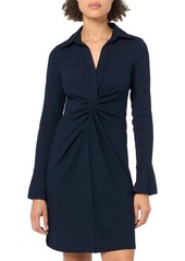 Tommy Hilfiger Women's Petite Long Sleeve Twist Front Silky Rib Knit Dress