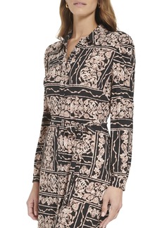 Tommy Hilfiger Women's Petite Shirtdress Midi Long Sleeve Collar Jersey