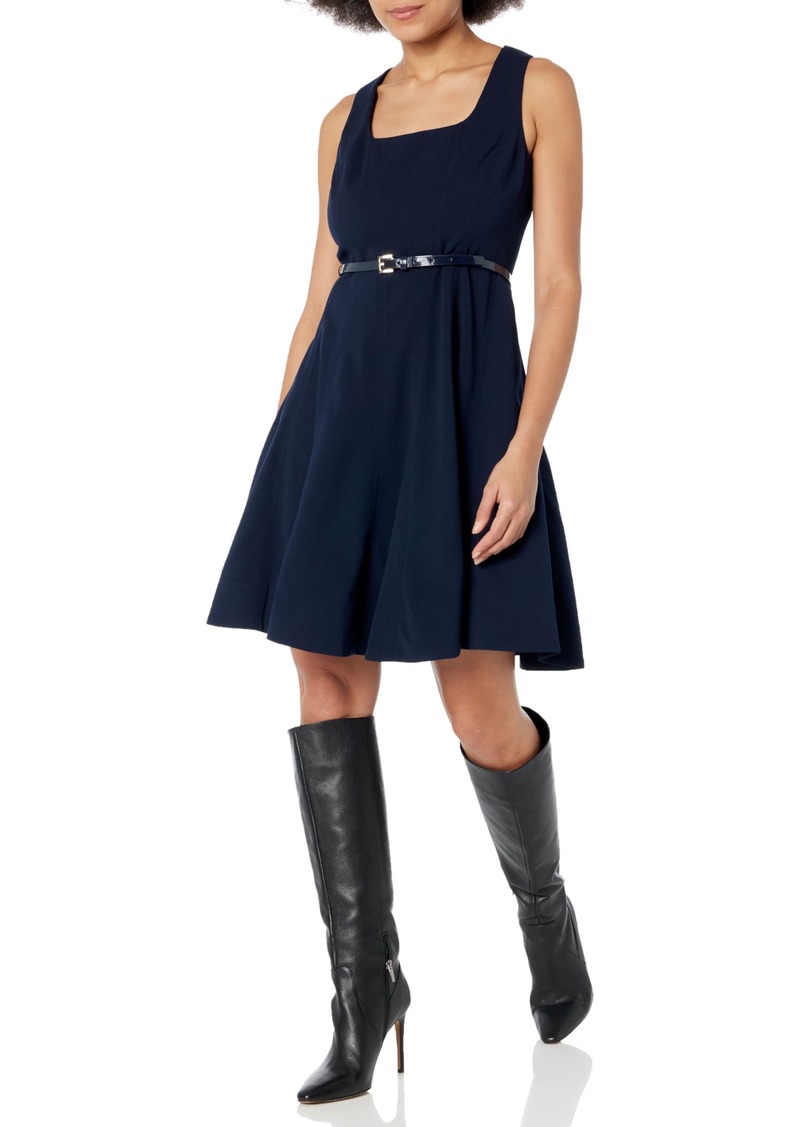 Tommy Hilfiger Women's Petite Sleeveless Removable Belt Dress