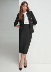 Tommy Hilfiger Women's Pinstriped Midi Pencil Skirt - Black/ Ivory