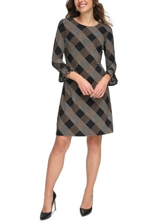 Tommy Hilfiger Women's Plaid 3/4-Sleeve Shift Dress - Black Multi