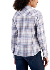 Tommy Hilfiger Women's Plaid Button-Down Long-Sleeve Shirt - Blue Multi