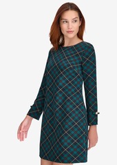 Tommy Hilfiger Women's Plaid Long-Sleeve Bow-Cuff Dress - Cypress Multi