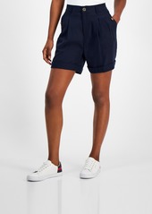 Tommy Hilfiger Women's Pleated Elastic-Back Chino Shorts - Capers