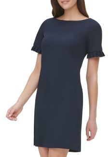 Tommy Hilfiger Women's Pleated Short Sleeve Scuba Dress Navy