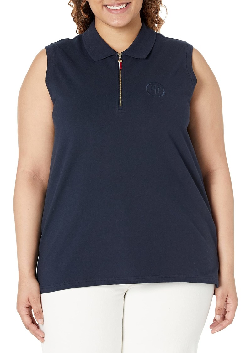 Tommy Hilfiger Women's Plus Essential Elevated Short Sleeve Zip Polo