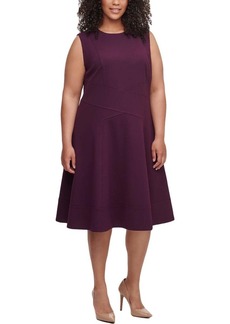 Tommy Hilfiger Women's Plus Size Fit and Flare Dress AUBGERGINE