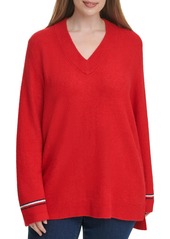 Tommy Hilfiger Women's Plus Soft V-Neck Long Sleeve Sweater