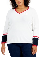 Tommy Hilfiger Women's Plus V-Neck Sweater