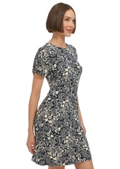 Tommy Hilfiger Women's Printed Puff-Sleeve Sheath Dress - Sky Capt/i