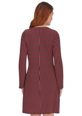 Tommy Hilfiger Women's Printed Round-Neck Shift Dress - Crimson/bl