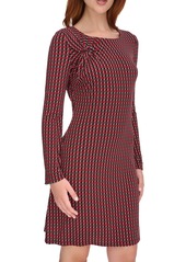 Tommy Hilfiger Women's Printed Round-Neck Shift Dress - Crimson/bl