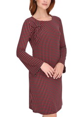 Tommy Hilfiger Women's Printed Round-Neck Shift Dress - Crimson/bl