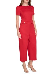 Tommy Hilfiger Women's Puff-Sleeve Cropped Jumpsuit - Deep Scarlet