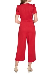 Tommy Hilfiger Women's Puff-Sleeve Cropped Jumpsuit - Deep Scarlet