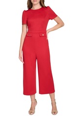 Tommy Hilfiger Women's Puff-Sleeve Cropped Jumpsuit - Deep Scarlet