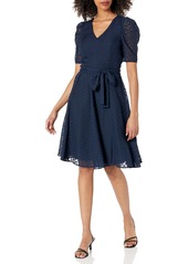 Tommy Hilfiger Women's Puff Sleeve V-Neck Midi Dress